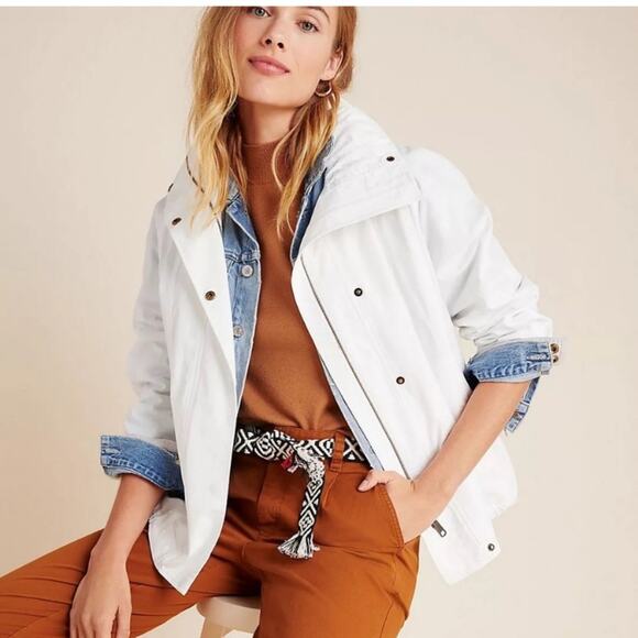 Anthropologie | Betsy Anorak Jacket Full Zip Pockets Sporty Athleisure White XS - Picture 2 of 12